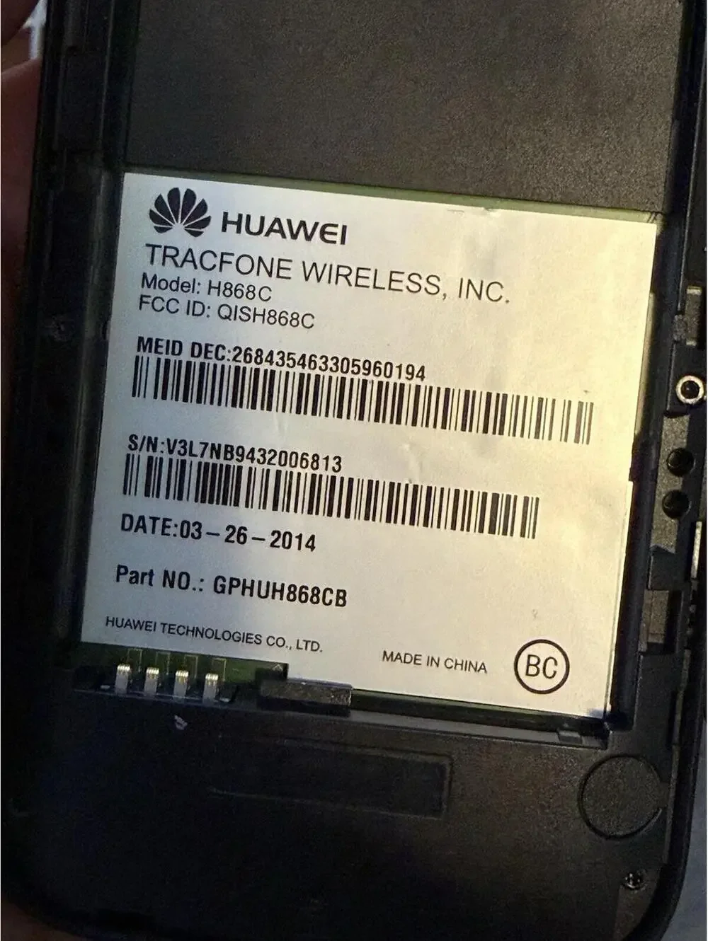 Huawei Glory Model: H868C, Trackfone Prepaid, Good Condition, 4gb